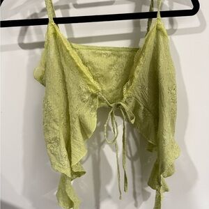 Lace Trimmed Green Crop Top